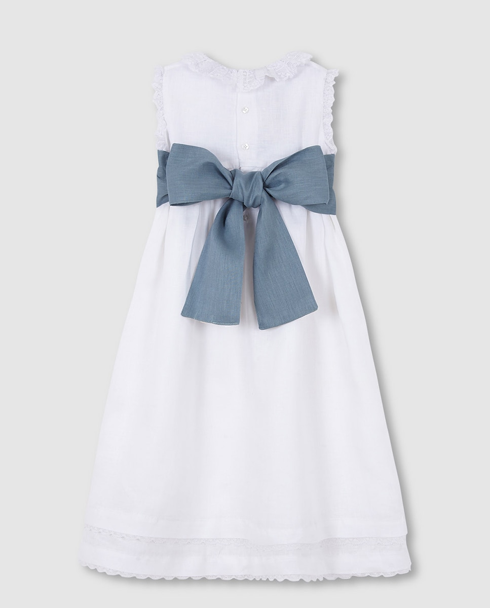 Vestido Comprido com Tiras Bordadas Gocco Branco-4