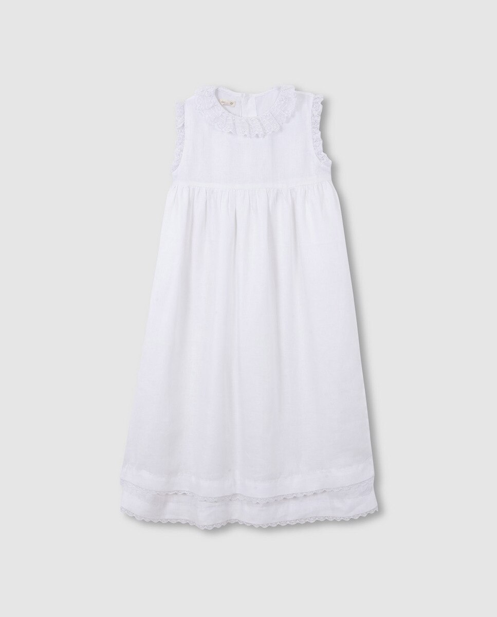 Vestido Comprido com Tiras Bordadas Gocco Branco-5