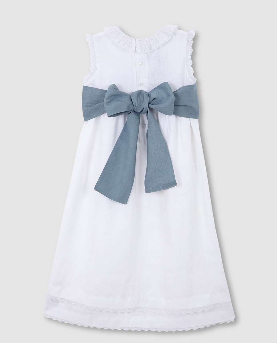 Vestido Comprido com Tiras Bordadas Gocco Branco-9