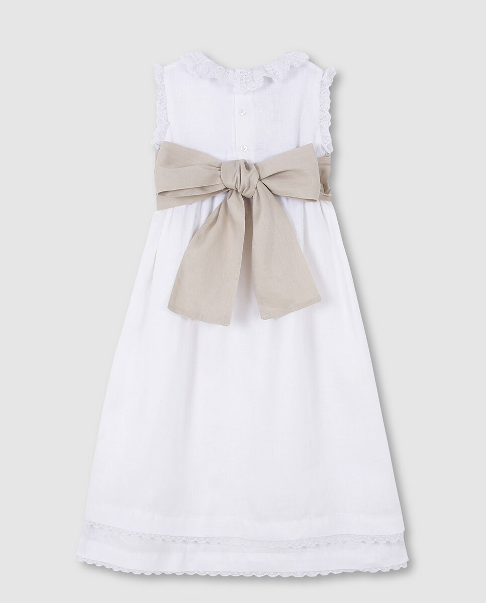 Vestido Comprido com Tiras Bordadas Gocco Branco-10