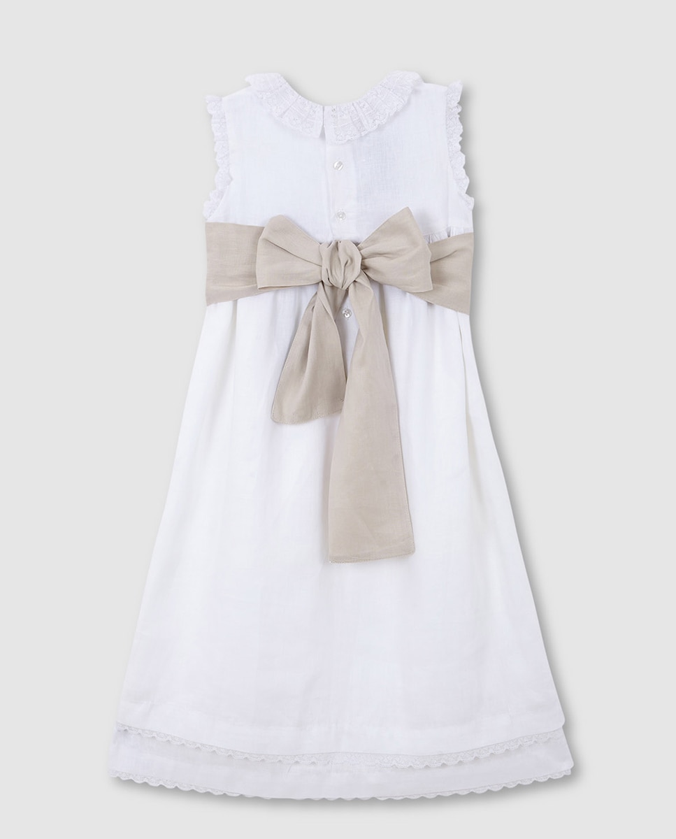 Vestido Comprido com Tiras Bordadas Gocco Branco-12