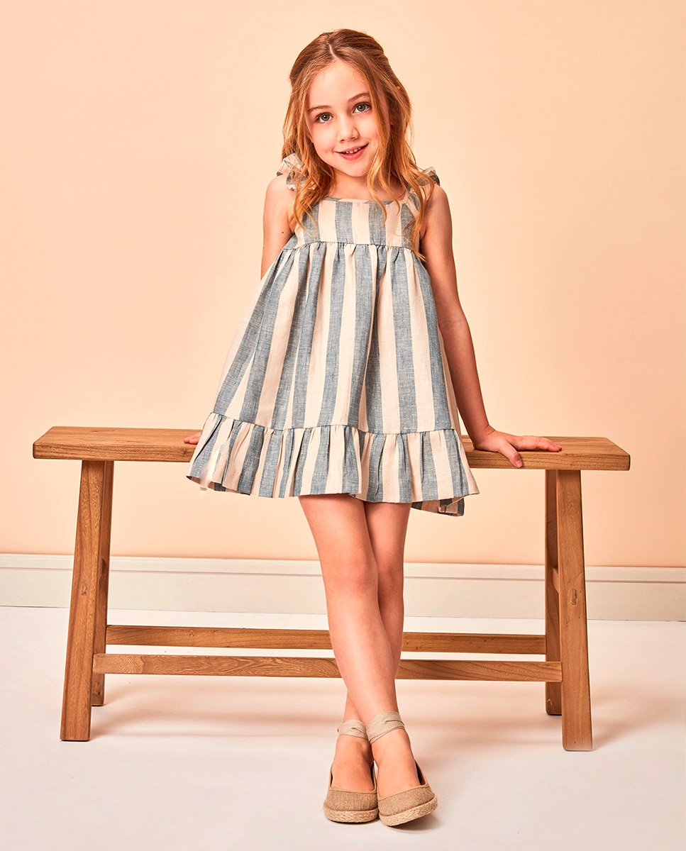 Vestido às Riscas Gocco Cinzento-1