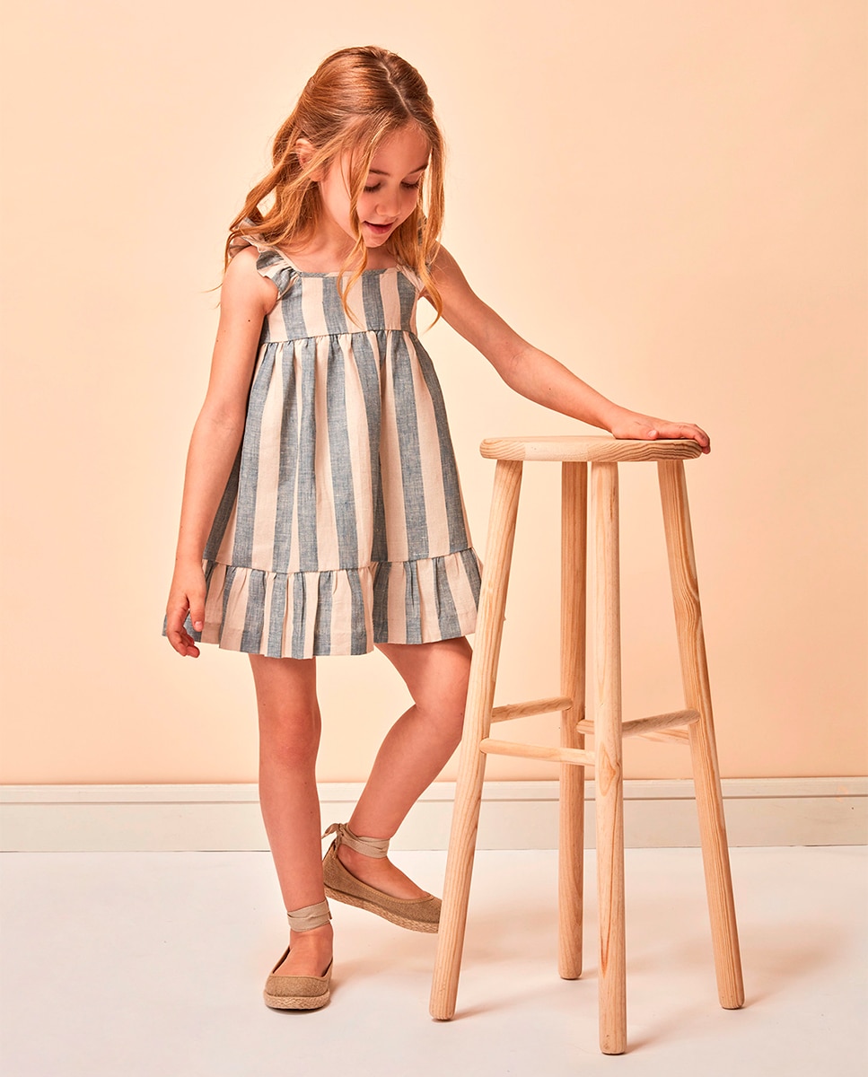 Vestido às Riscas Gocco Cinzento-2