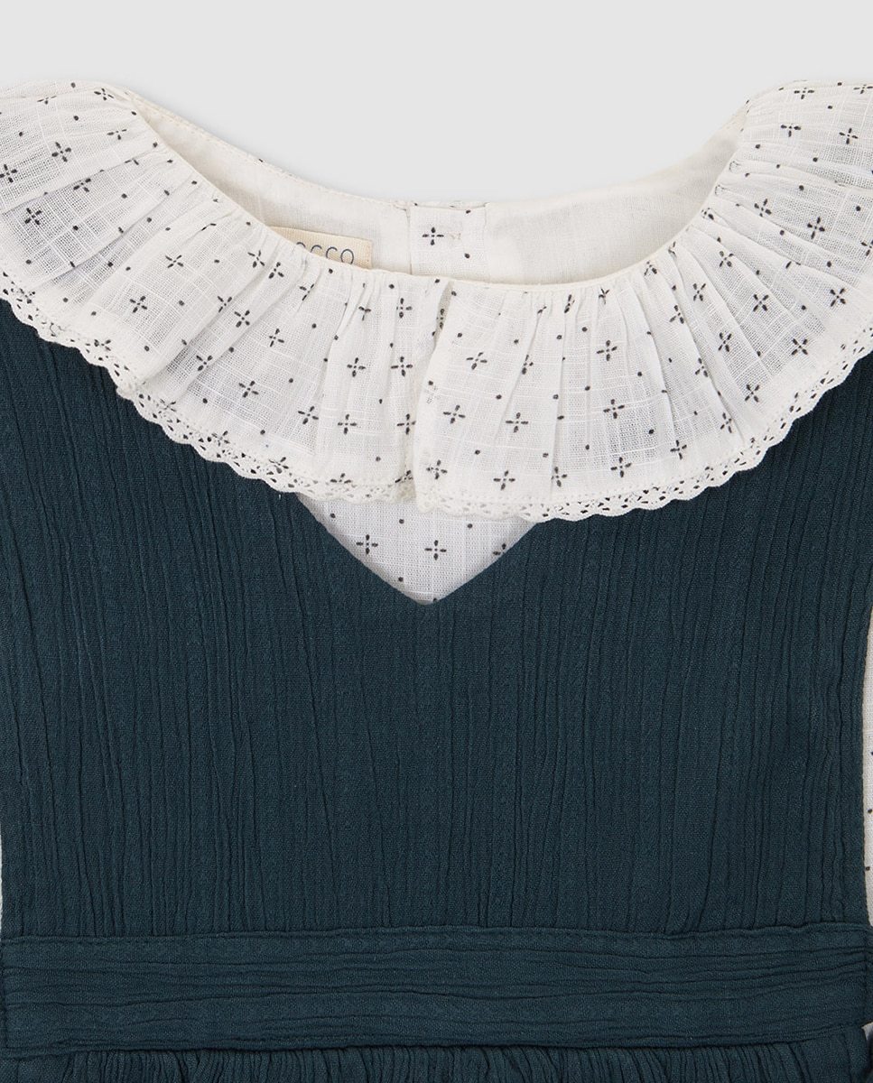 Vestido com Estampado e Avental a Condizer Gocco Azul-4