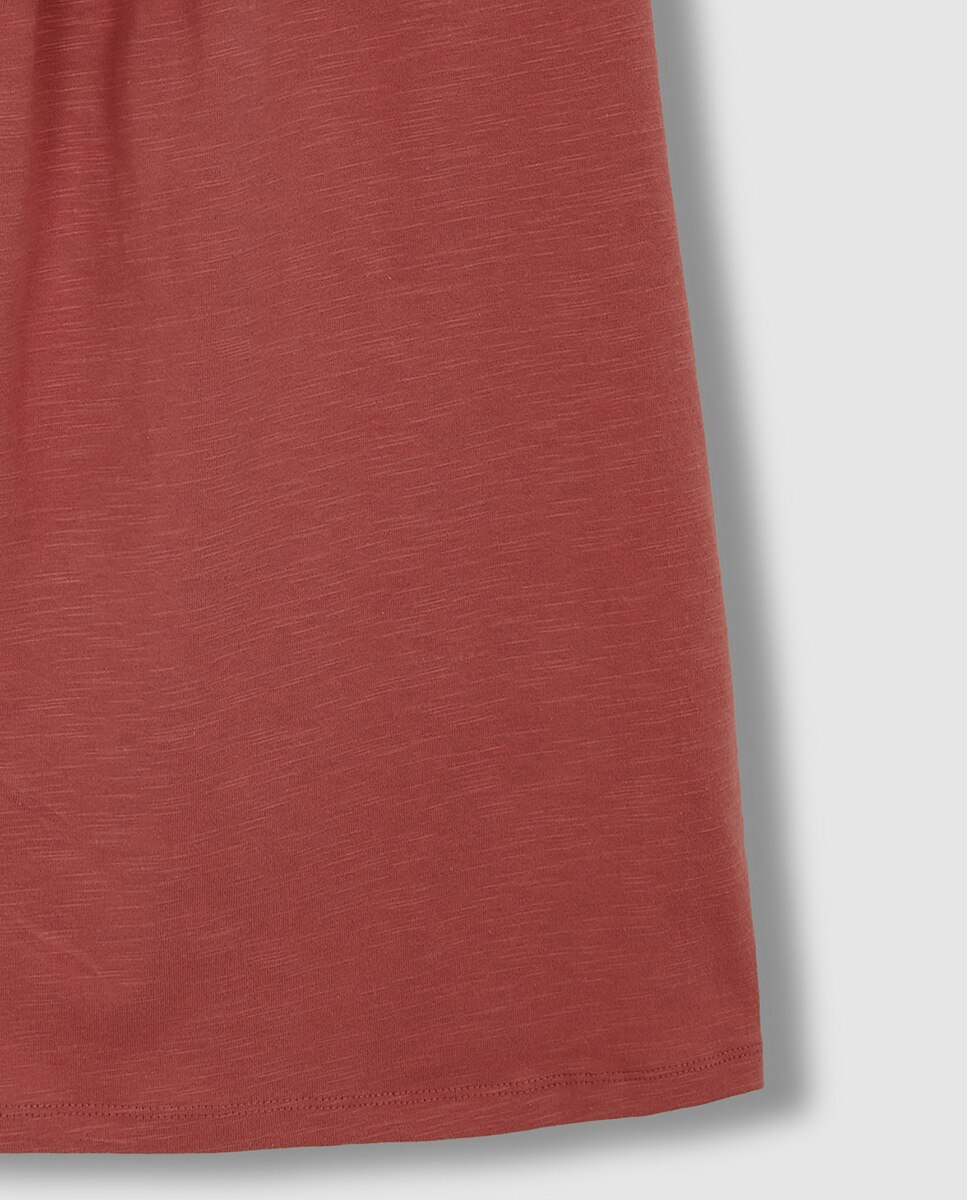 Vestido de Malha com Tiras Bordadas Gocco Coral-6