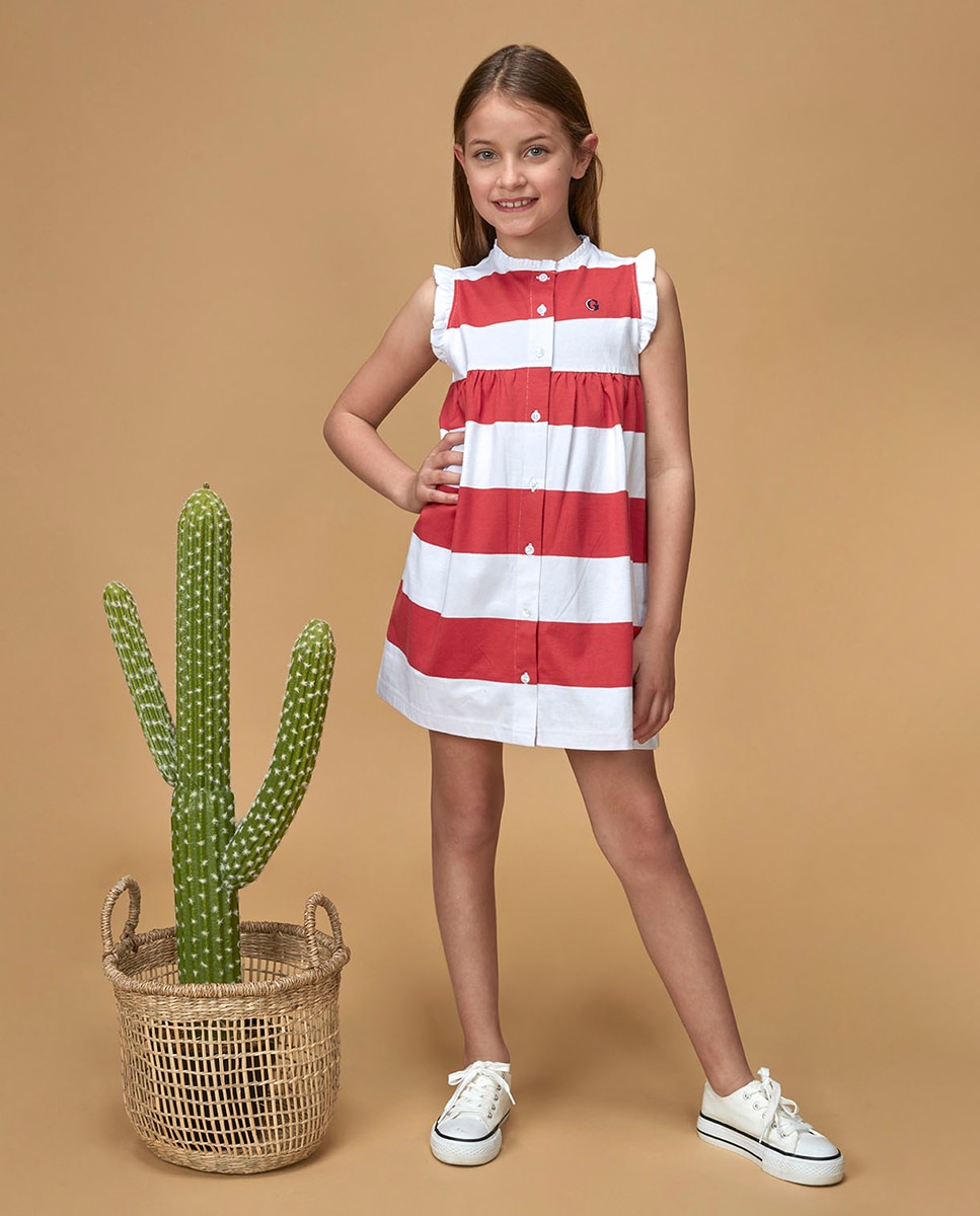 Vestido às Riscas Tipo Polo Gocco Azul-claro-1