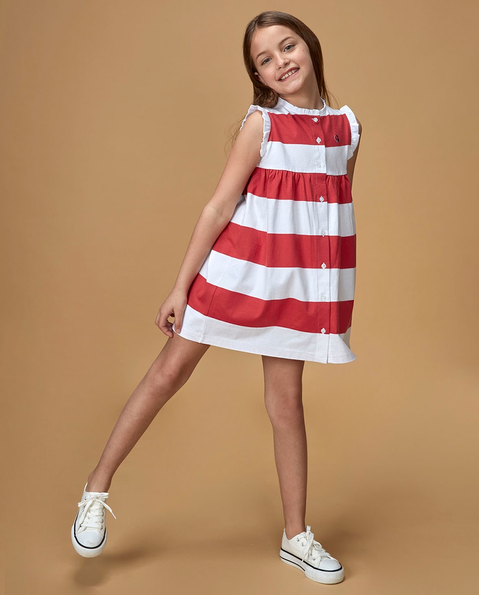 Vestido às Riscas Tipo Polo Gocco Azul-claro-2