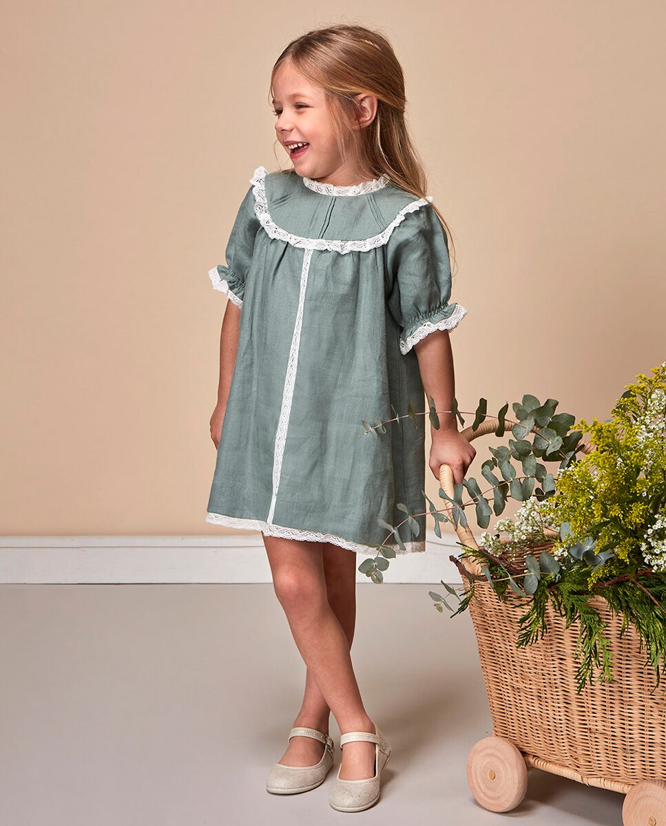 Vestido de Linho Verde-escuro-1