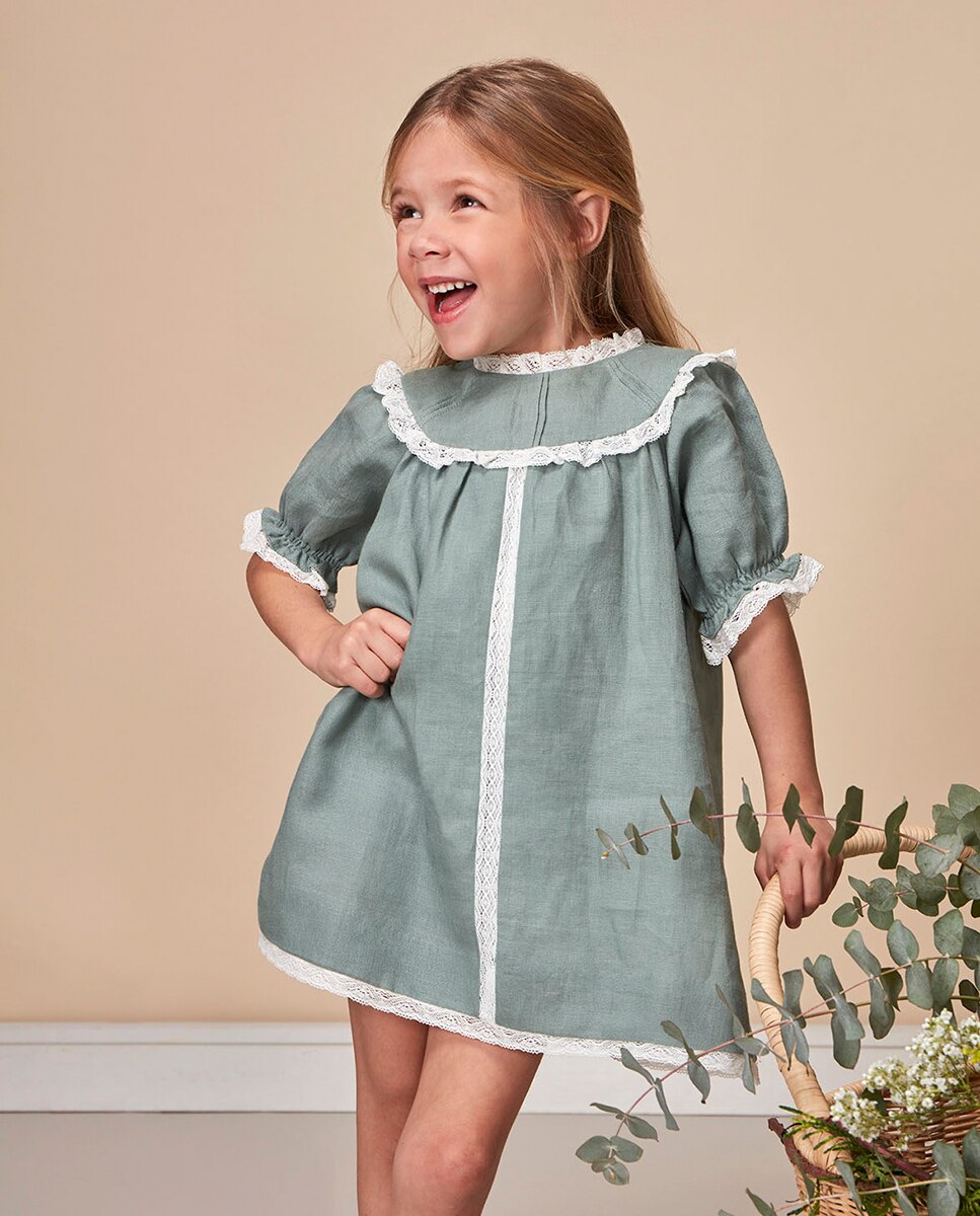 Vestido de Linho Verde-escuro-2