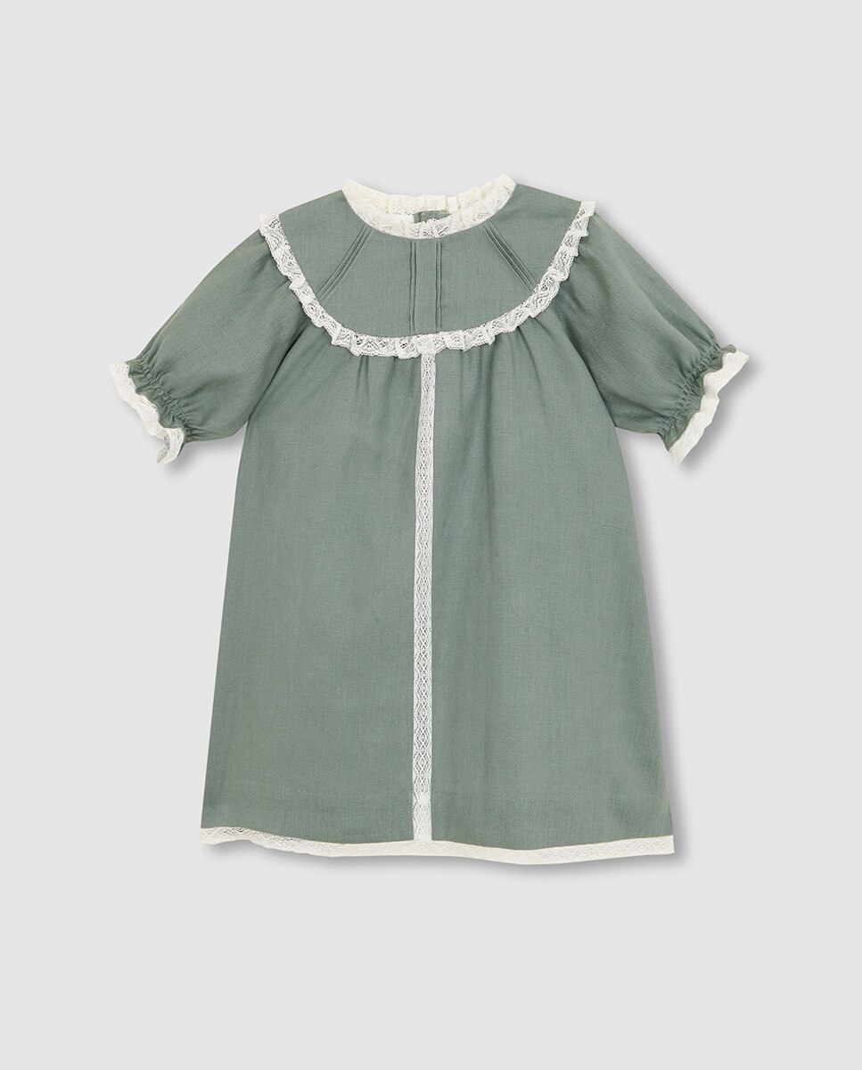 Vestido de Linho Verde-escuro-3
