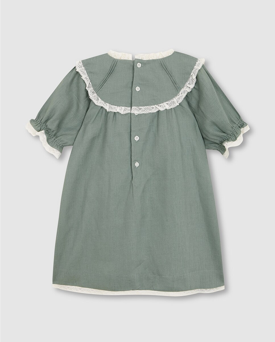 Vestido de Linho Verde-escuro-4