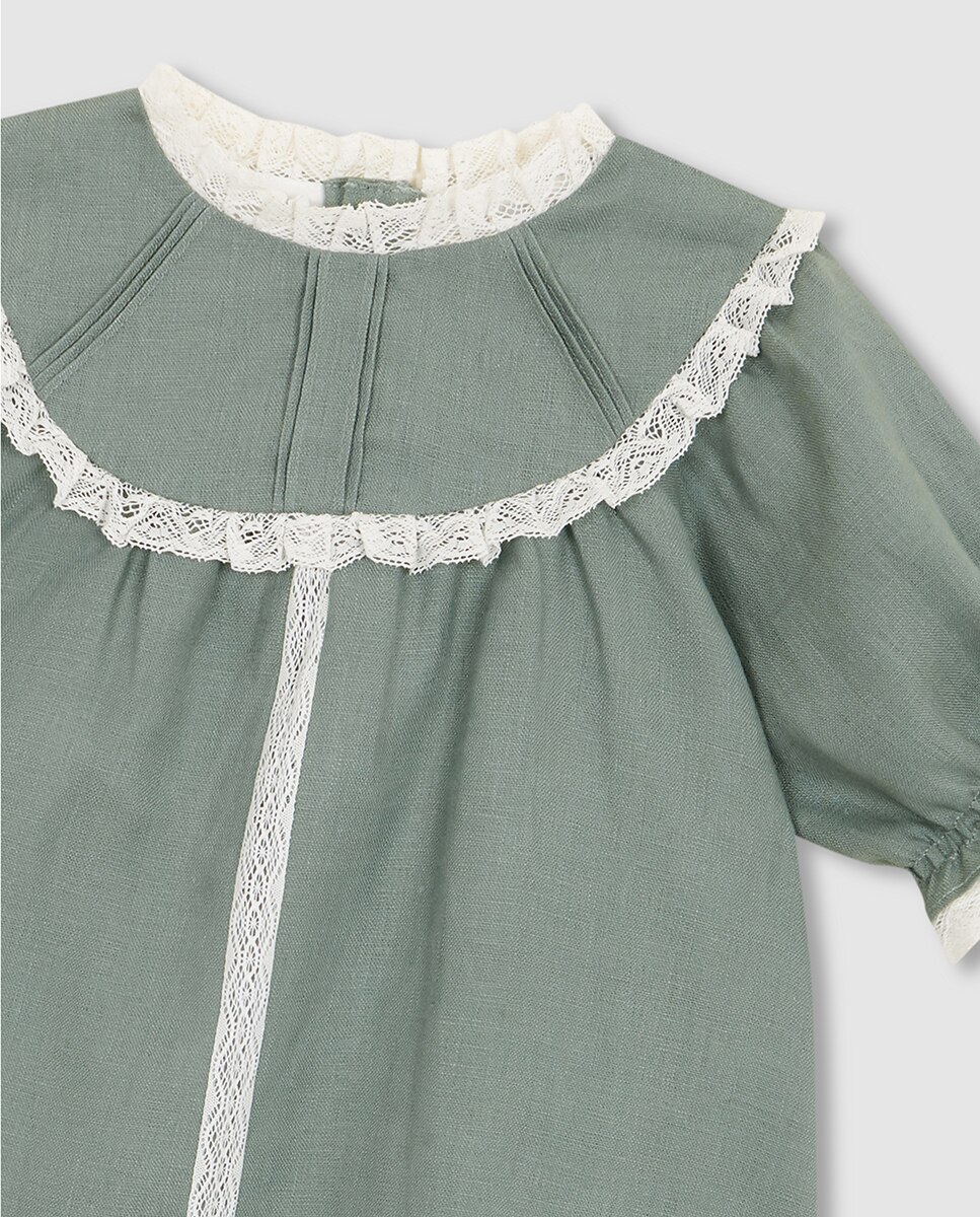 Vestido de Linho Verde-escuro-5
