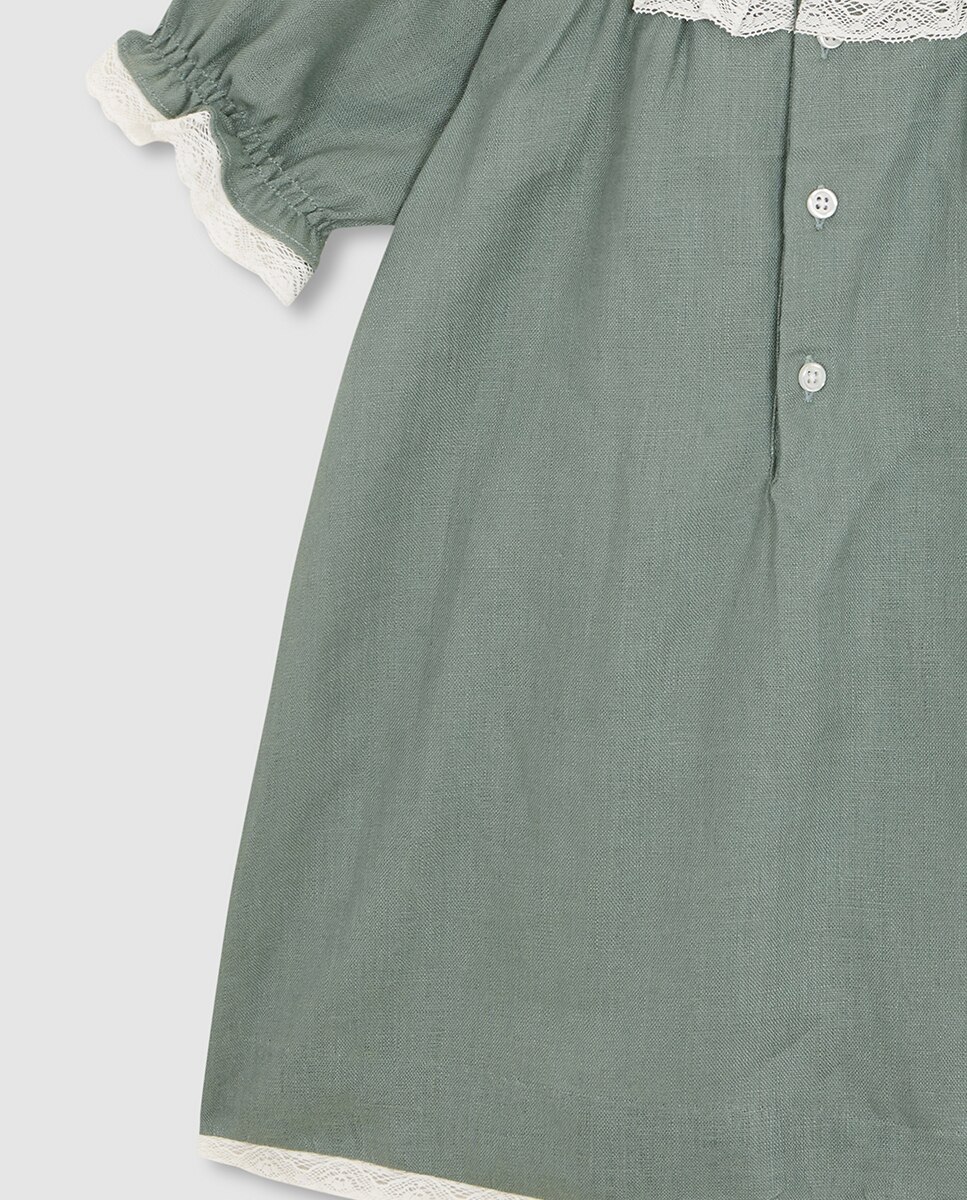 Vestido de Linho Verde-escuro-6