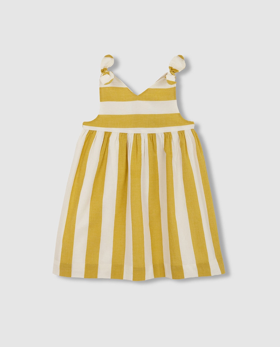 Vestido de Alças às Riscas Gocco Amarelo-1