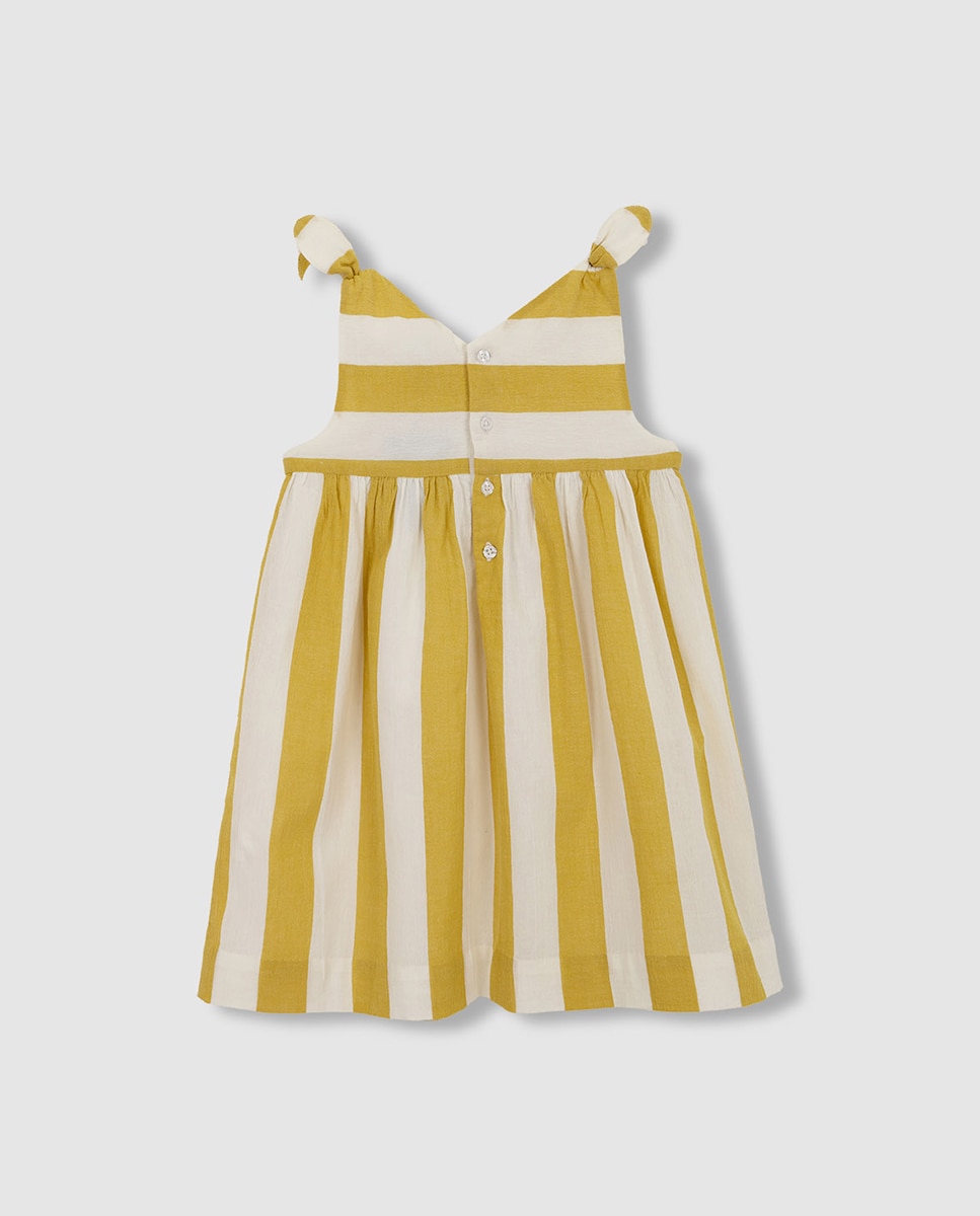 Vestido de Alças às Riscas Gocco Amarelo-2