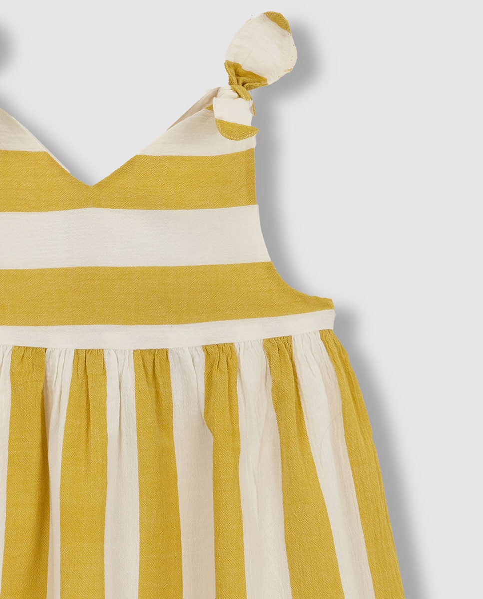 Vestido de Alças às Riscas Gocco Amarelo-3