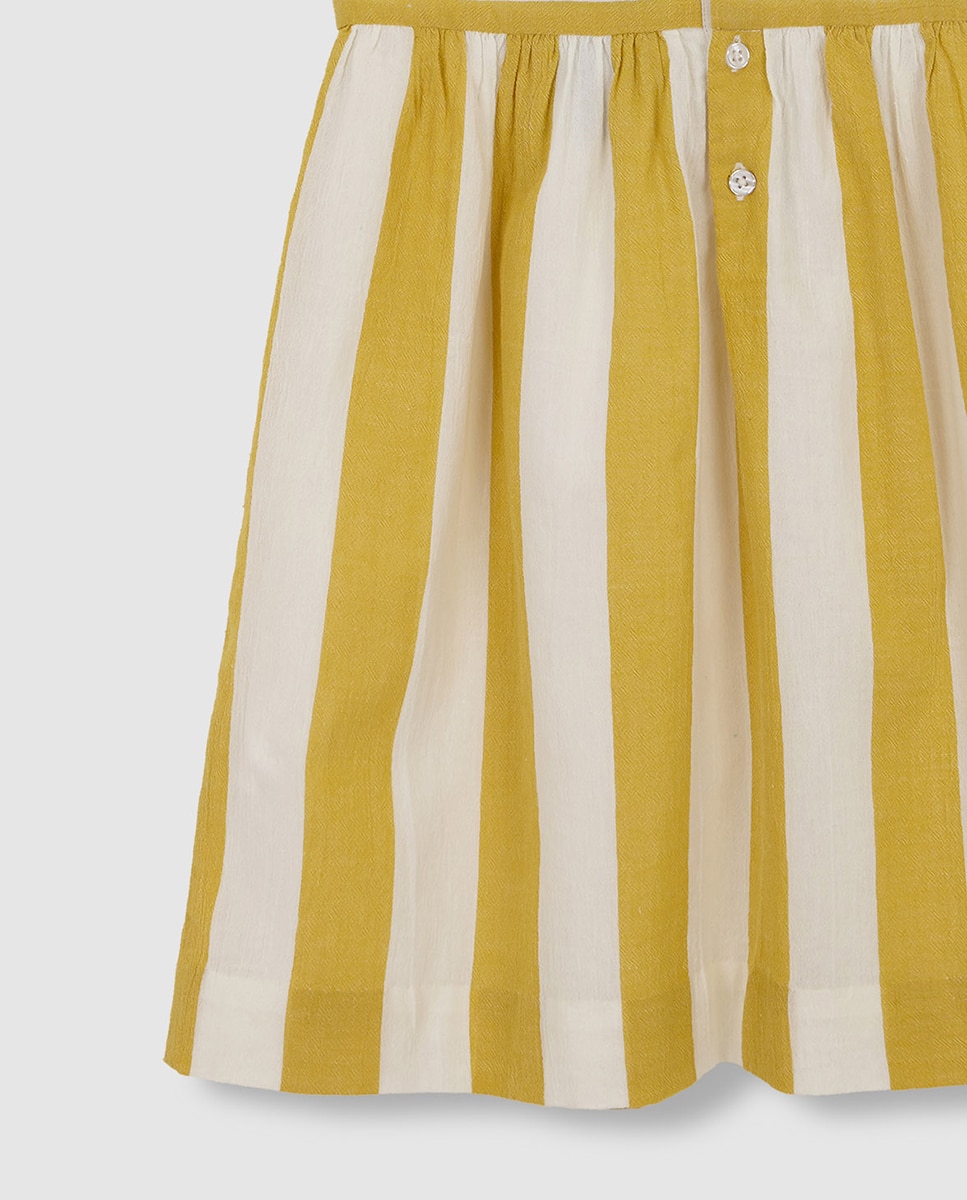 Vestido de Alças às Riscas Gocco Amarelo-4