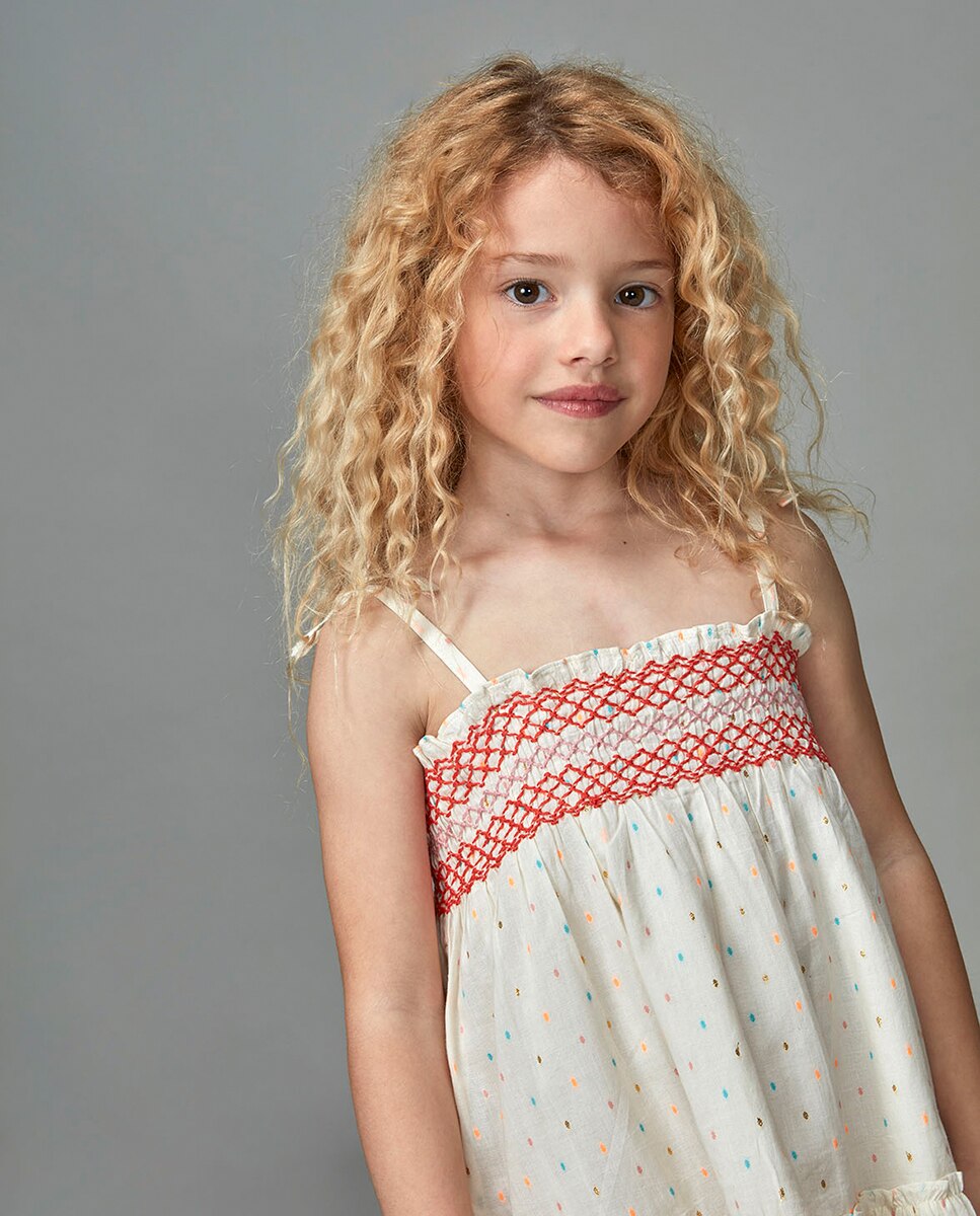 Vestido de alças com favos de mel Gocco Branco-2