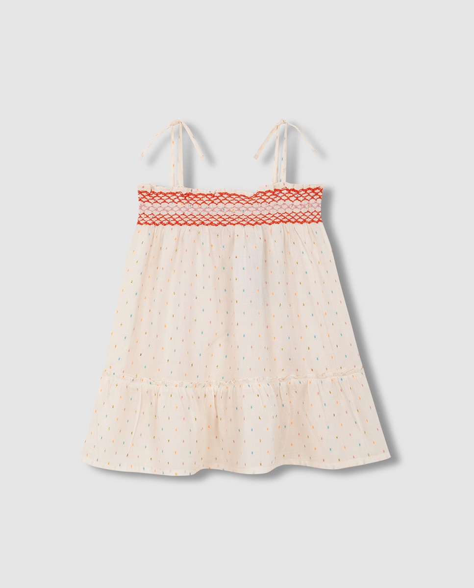 Vestido de alças com favos de mel Gocco Branco-3