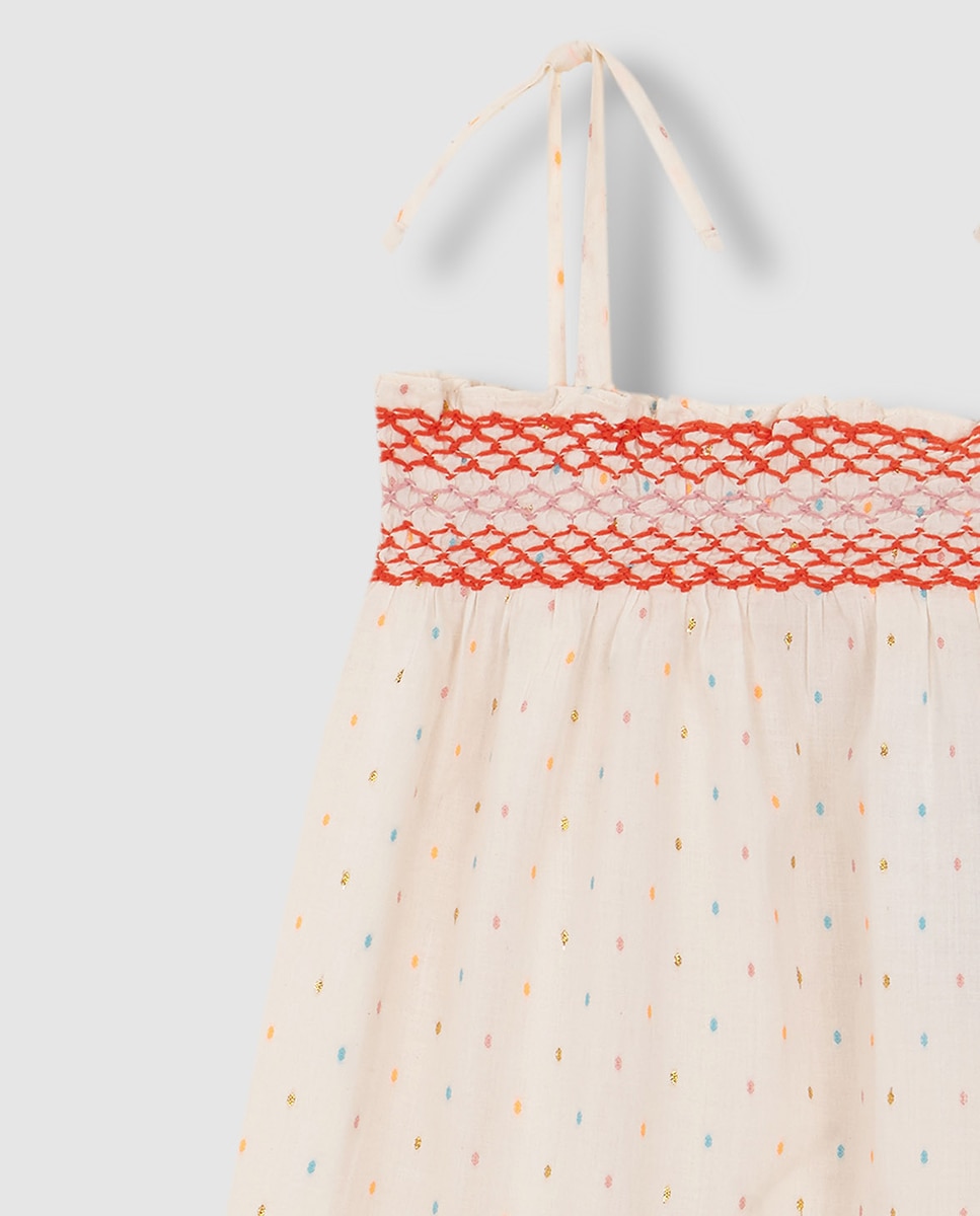 Vestido de alças com favos de mel Gocco Branco-5