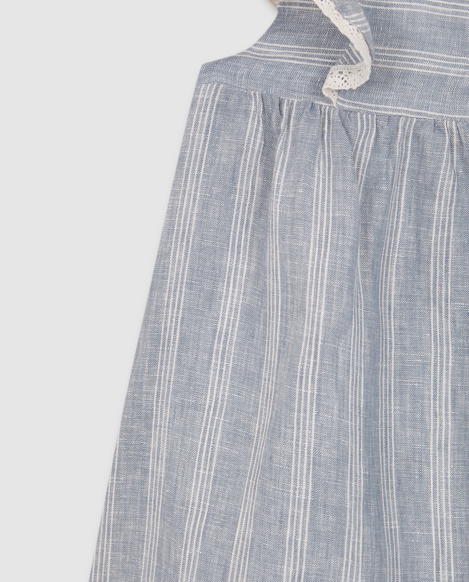 Vestido às Riscas de Linho Gocco Azul-6