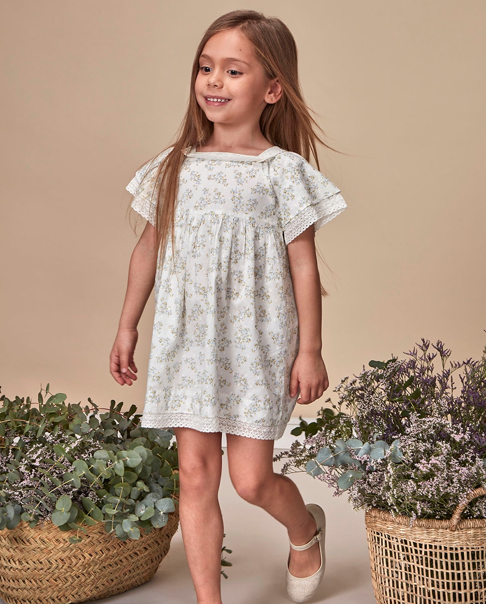 Vestido Estampado de Plumetti Branco-1