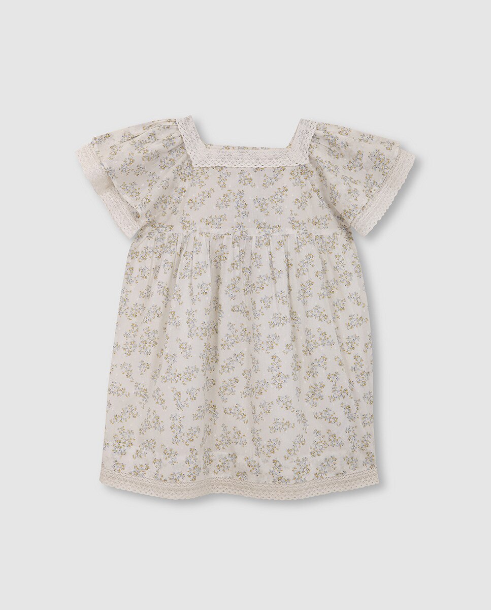 Vestido Estampado de Plumetti Branco-3