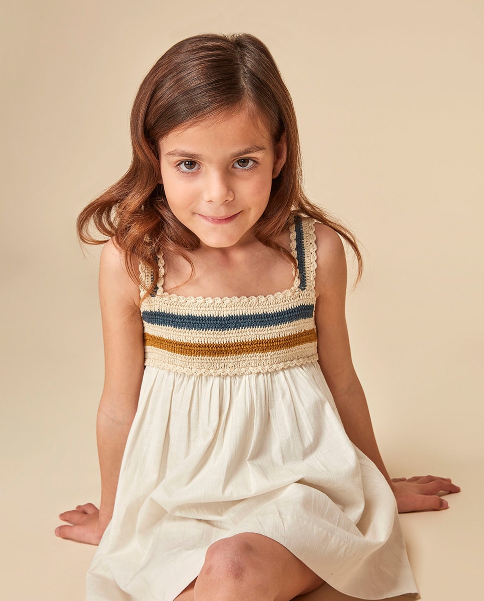 Vestido de Crochet e Popelina Gocco Pedra-1