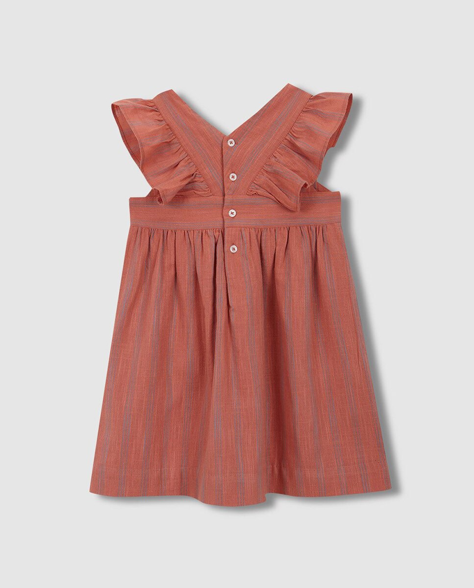 Vestido às Riscas Bicolor Coral-4