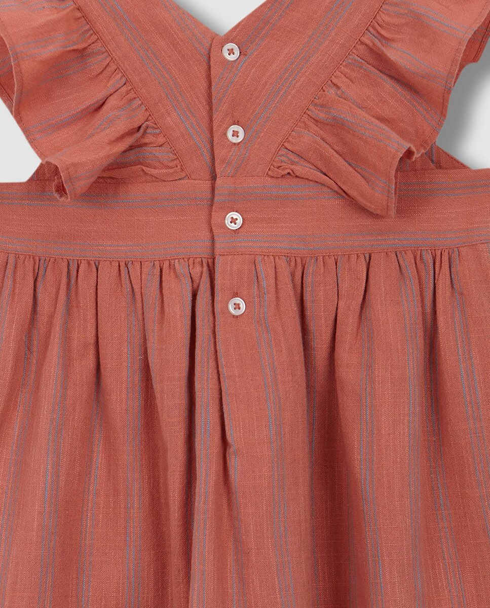 Vestido às Riscas Bicolor Coral-6