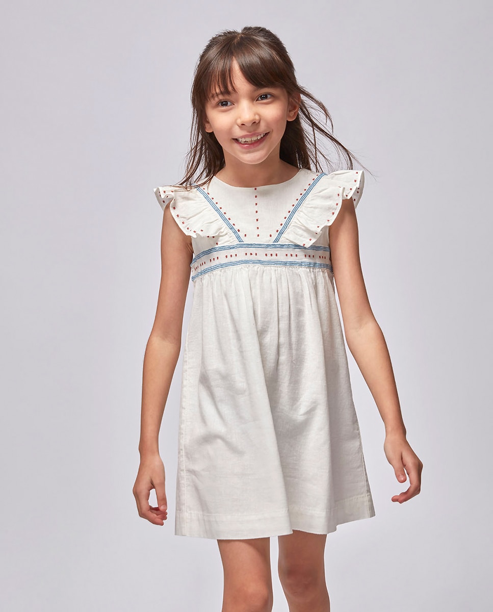 Vestido com Bordado em Contraste Gocco Branco-2