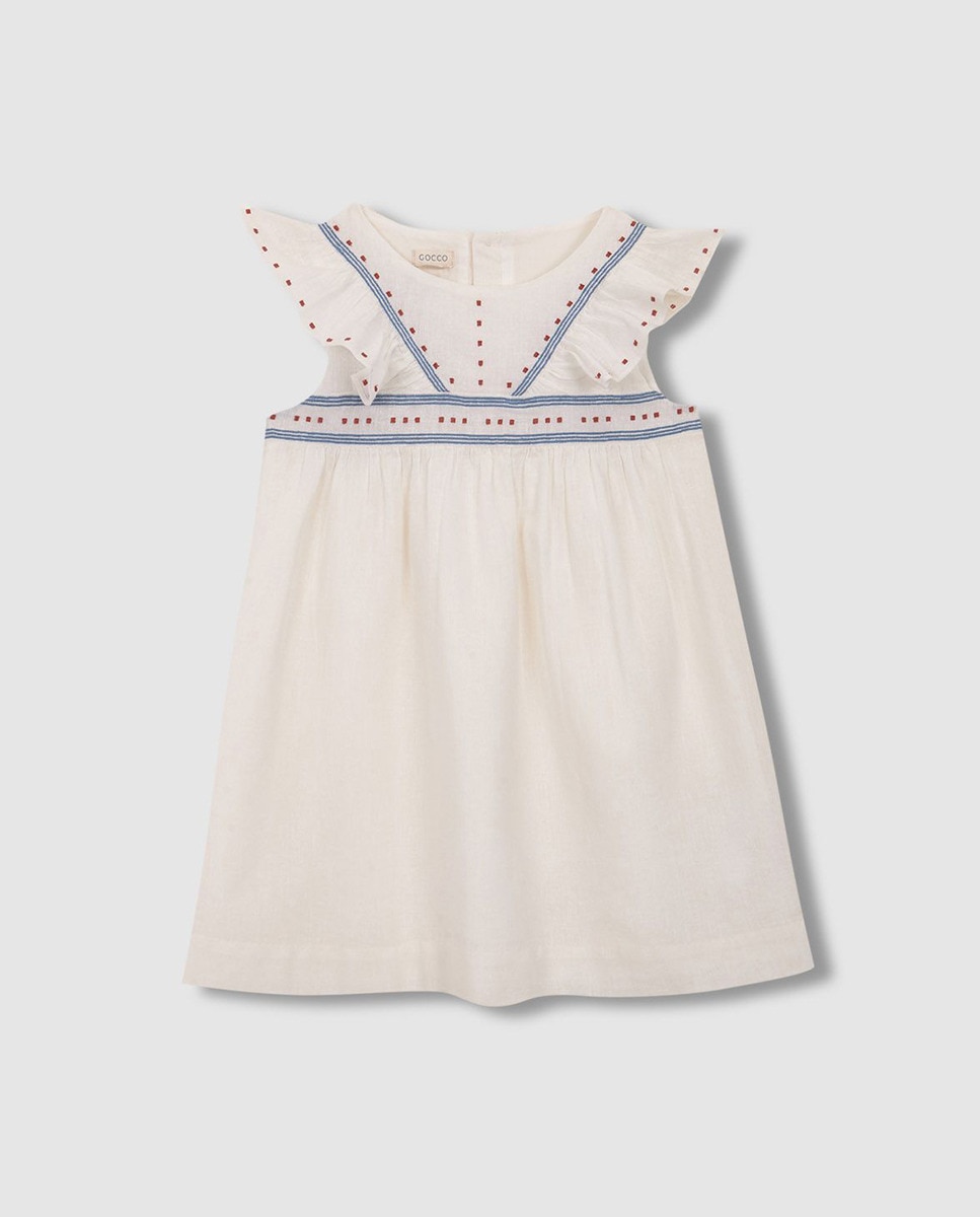 Vestido com Bordado em Contraste Gocco Branco-3