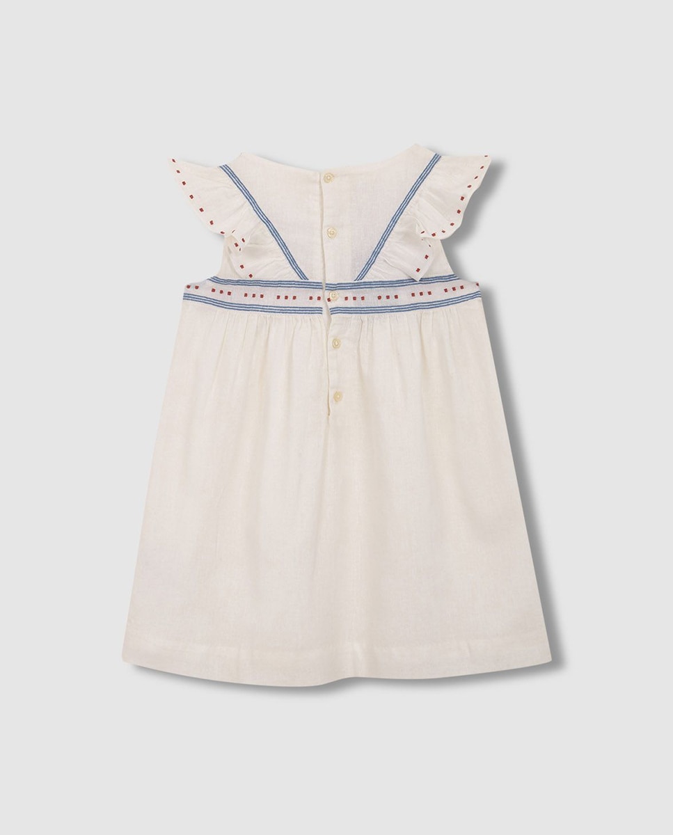 Vestido com Bordado em Contraste Gocco Branco-4
