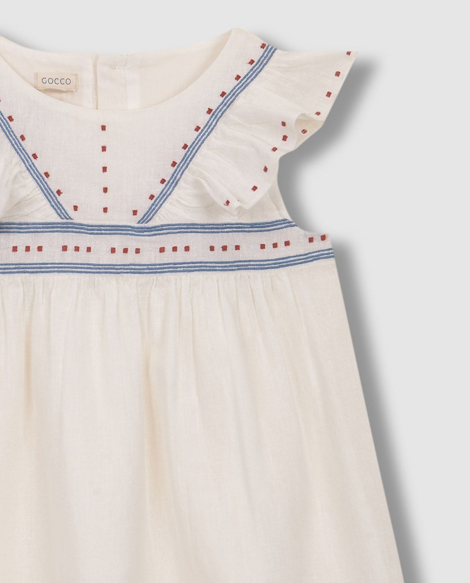 Vestido com Bordado em Contraste Gocco Branco-5