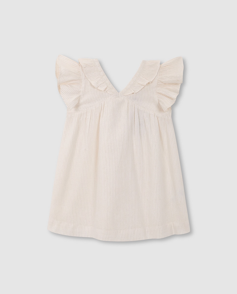 Vestido com Fios Metalizados Branco-3