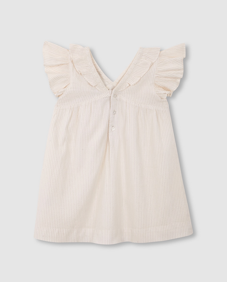 Vestido com Fios Metalizados Branco-4