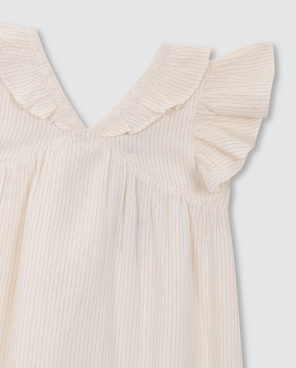 Vestido com Fios Metalizados Branco-5