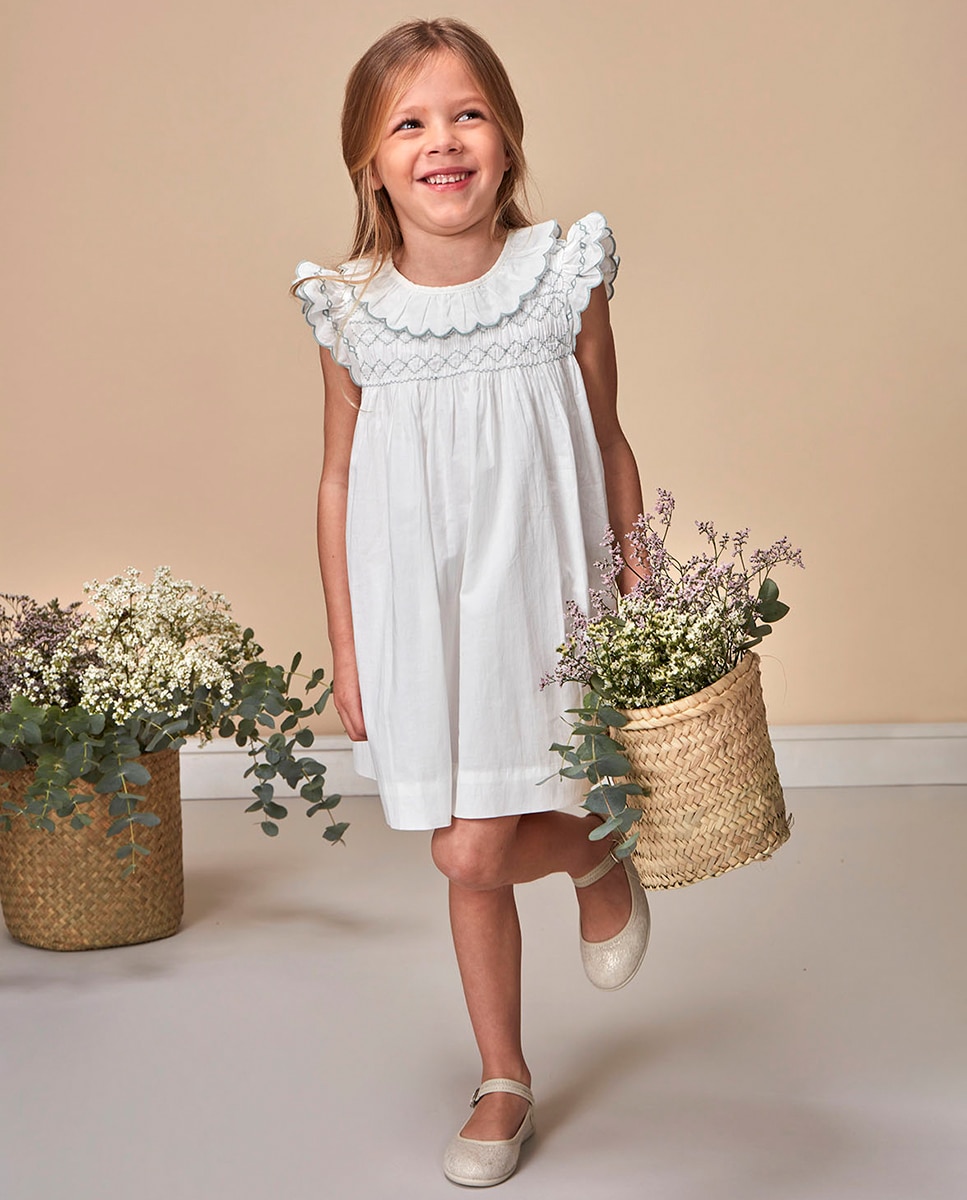 Vestido Smock e Bordados Gocco Branco-1
