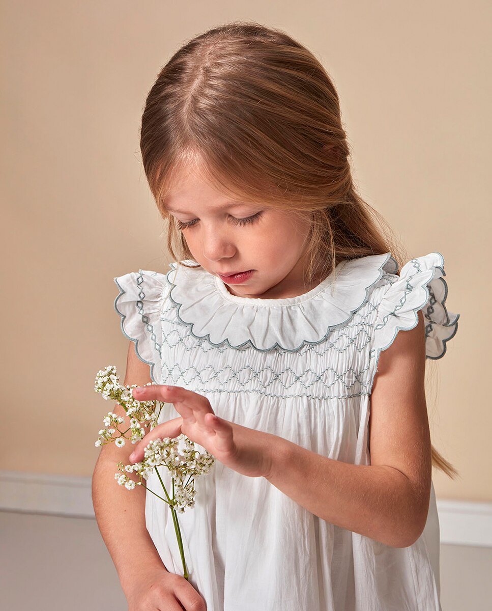 Vestido Smock e Bordados Gocco Branco-2