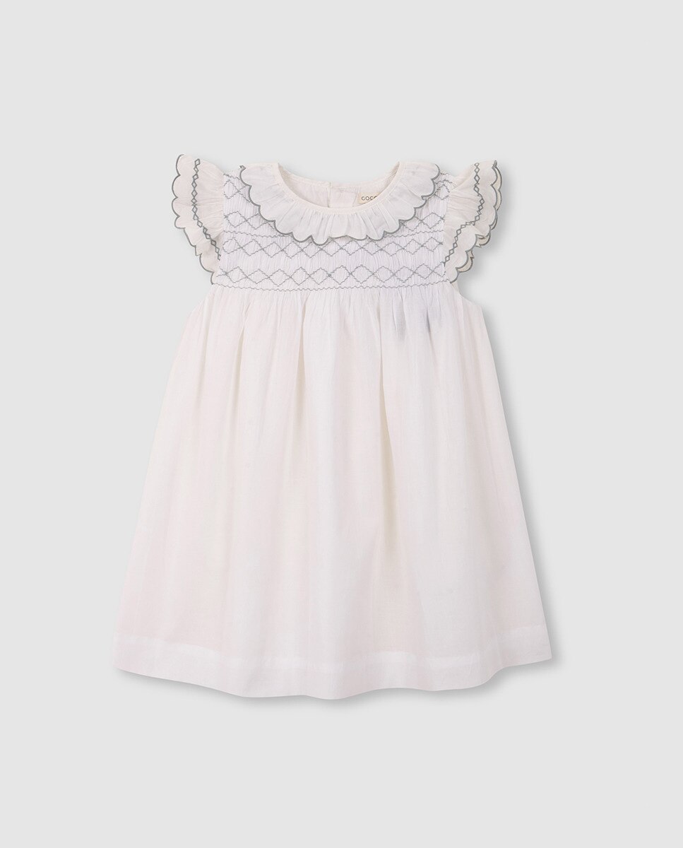 Vestido Smock e Bordados Gocco Branco-3