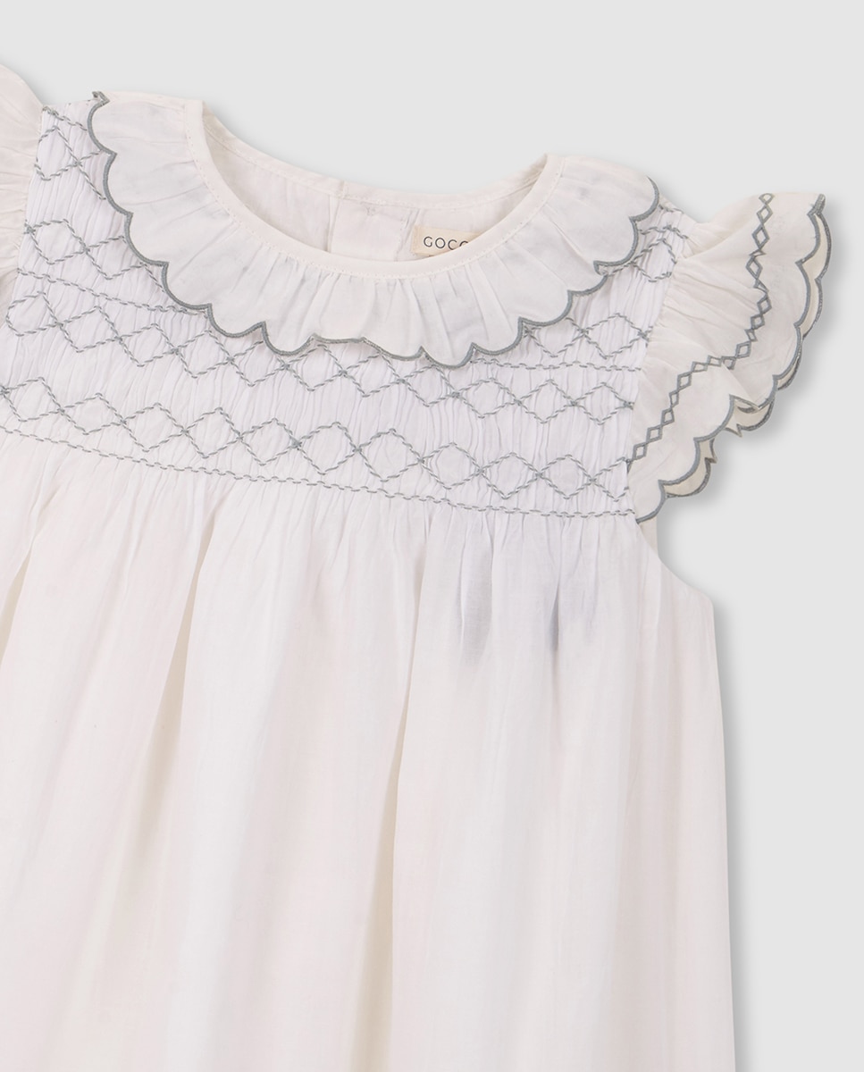 Vestido Smock e Bordados Gocco Branco-5