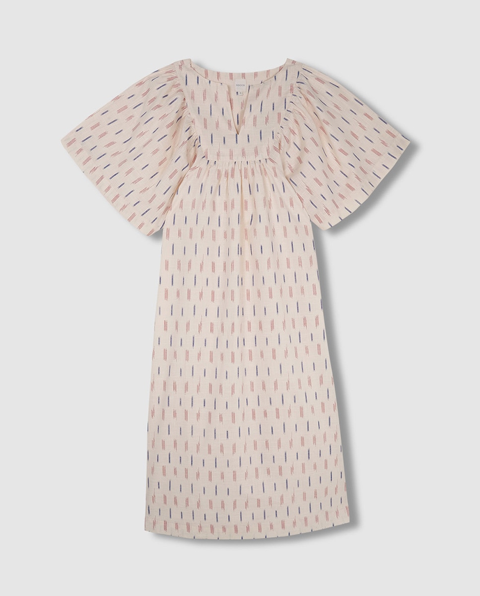 Vestido em Tecido Ikat Gocco Branco-1