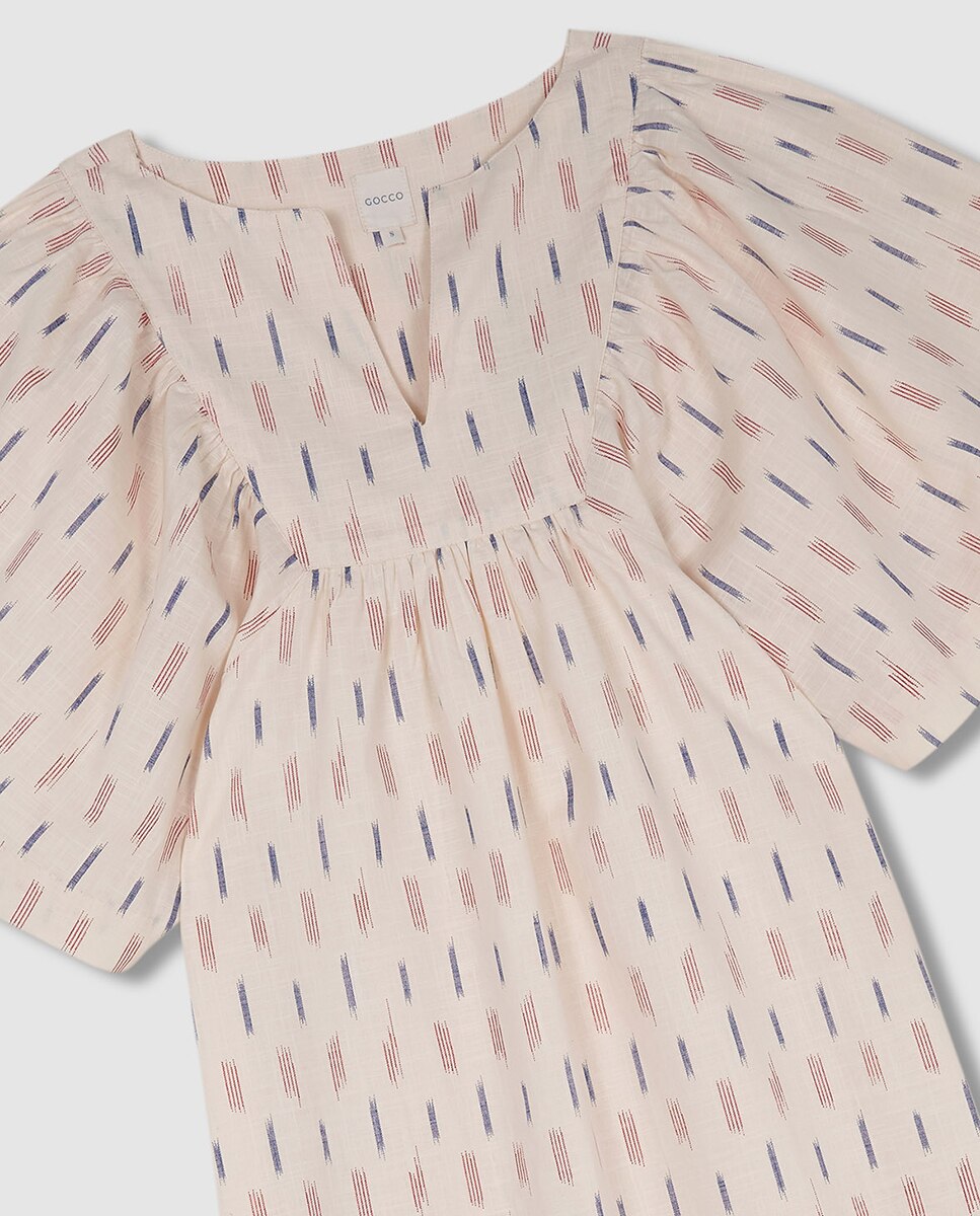 Vestido em Tecido Ikat Gocco Branco-3