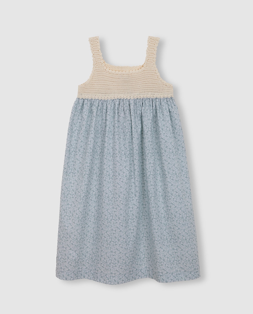 Camisa de Dormir Combinada de Malha Azul-claro-2