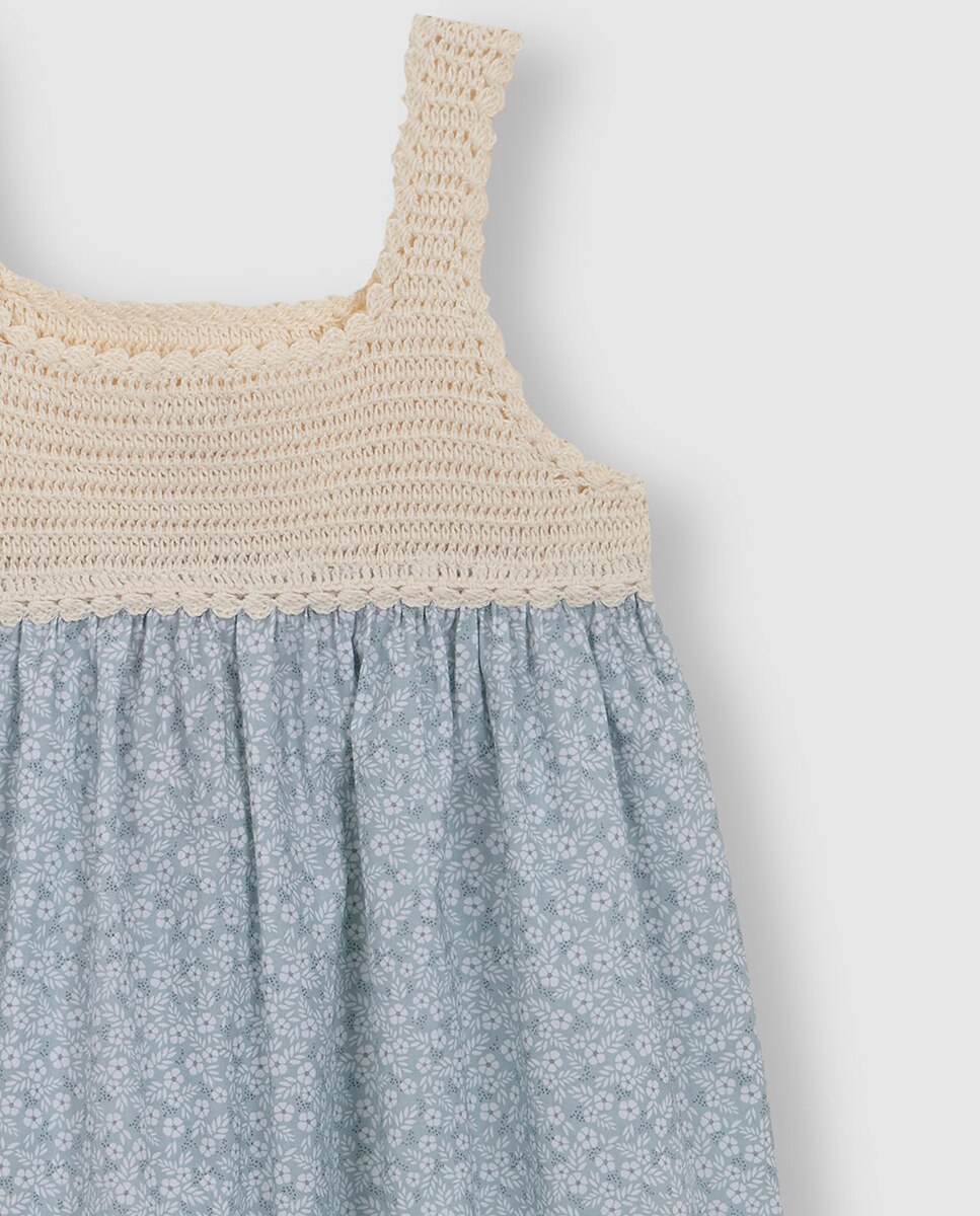 Camisa de Dormir Combinada de Malha Azul-claro-3