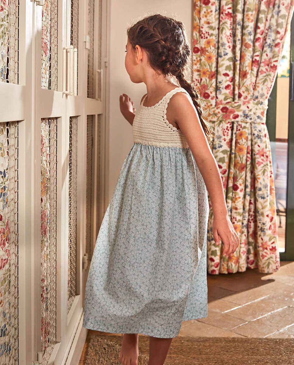 Camisa de Dormir Combinada de Malha Azul-claro-5