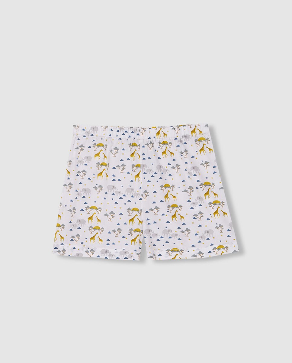 Pijama Curto Estampado de Popelina Gocco Branco-5