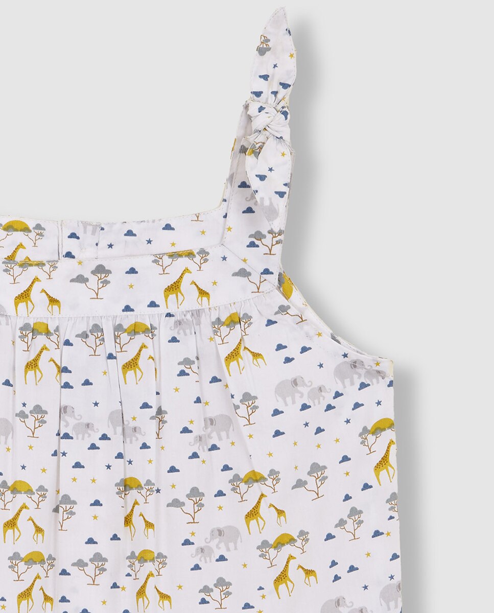 Pijama Curto Estampado de Popelina Gocco Branco-6