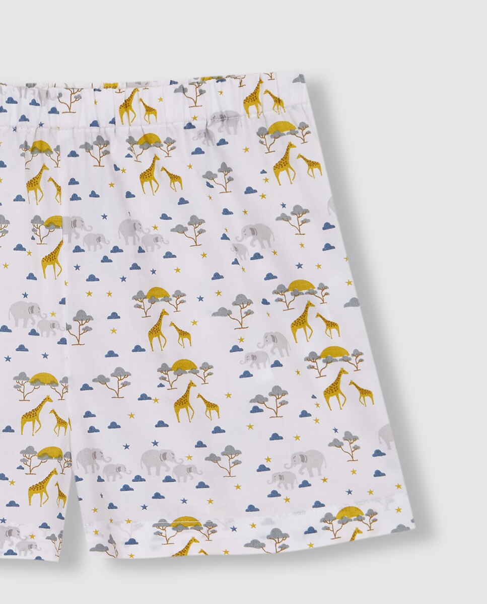 Pijama Curto Estampado de Popelina Gocco Branco-7