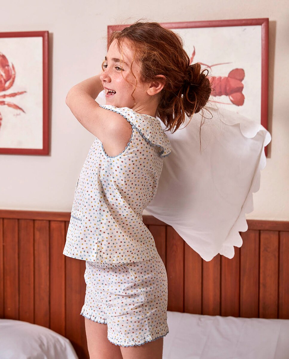 Pijama Curto com Estrelas - Multicolor Branco-5